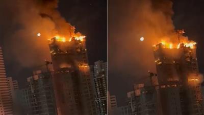 حريق ضخم يلتهم مبنى شاهقاً في البرازيل